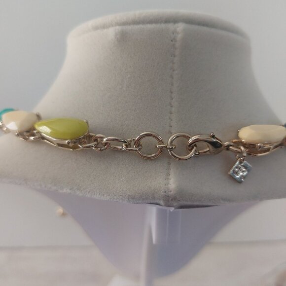 Banana Republic Statement Necklace Collar Colorful Faceted Blue Green Gold EUC - Picture 5 of 7